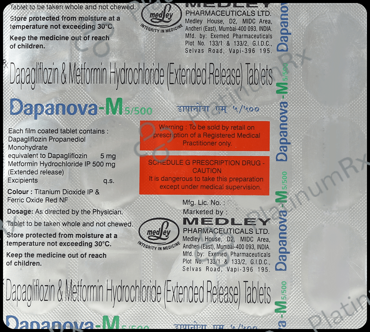 Dapanova M 5/500mg Tablet 15s