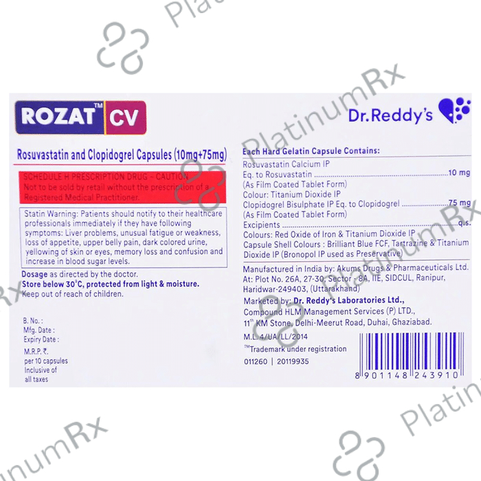 Rozat CV 75/10mg Capsule 10s