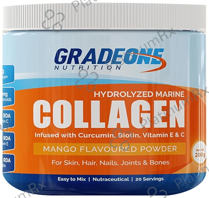 Gradeone Nutrition Hydrolyzed Marine Collagen Powder (200gm Each) Mango 1 Jar