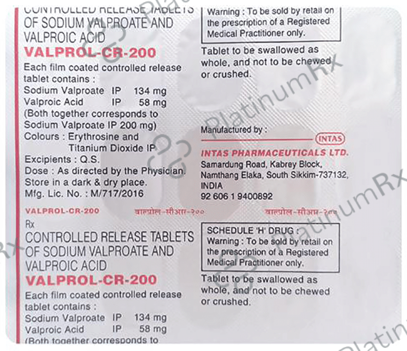 Valprol 134/58mg Tablet CR 15s