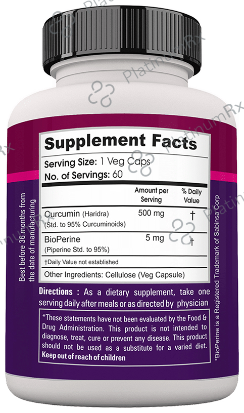 Zenith Nutrition Curcumin Plus with Bioperine 500mg Capsule