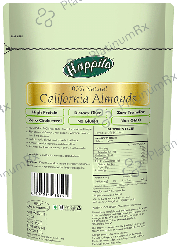 Happilo 100% Natural Premium Californian Almond 80 gm