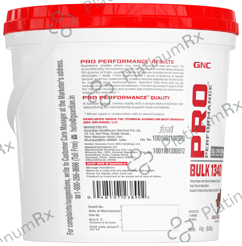 GNC Pro Performance Bulk 1340 Double Chocolate 4 kg