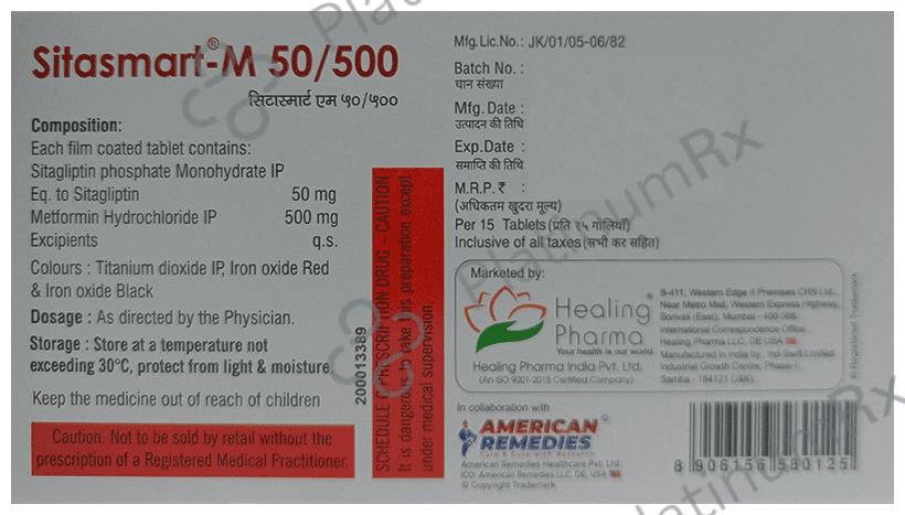Sitasmart-M 50mg/500mg Tablet
