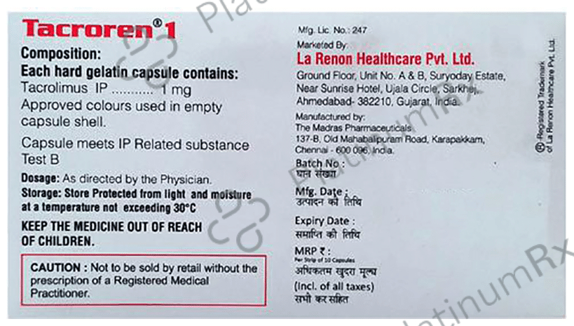 Tacroren 1mg Capsule 10s