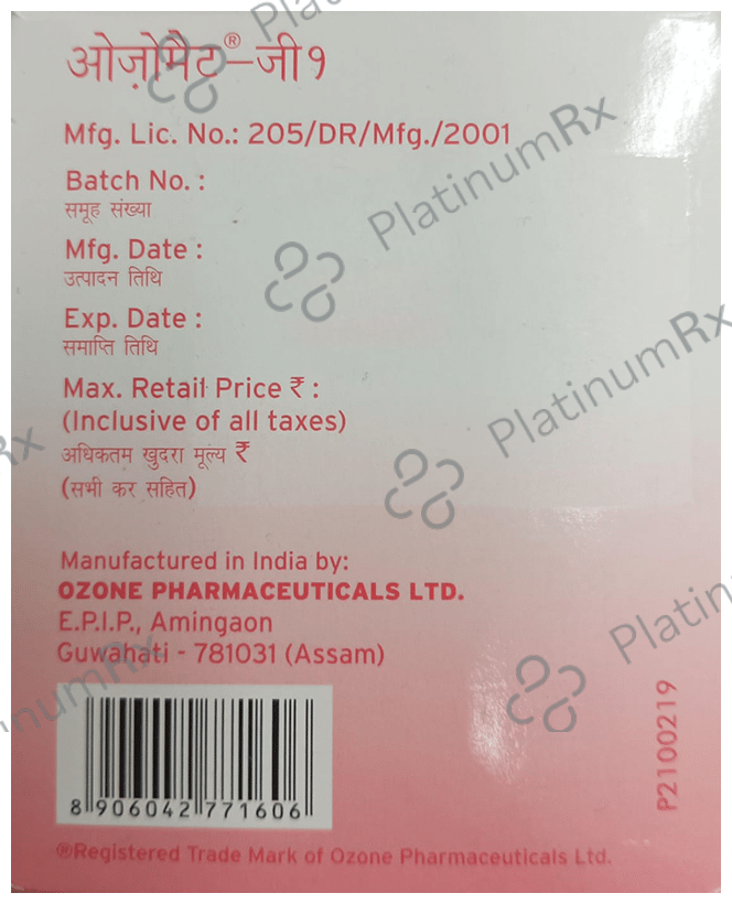 Ozomet G 1/500mg Tablet PR 15s