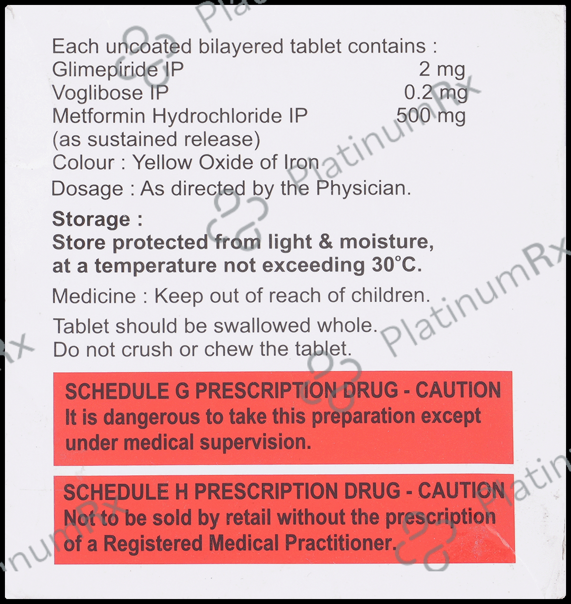 Metffil V G 2/500/0.2mg Tablet SR 15s