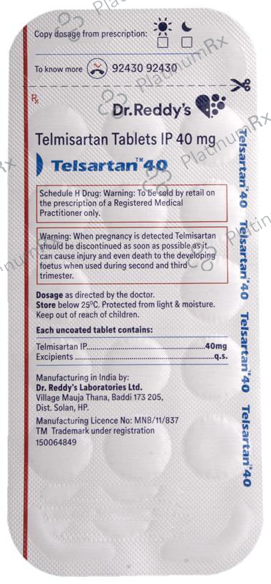 Telsartan 40mg Tablet 15s