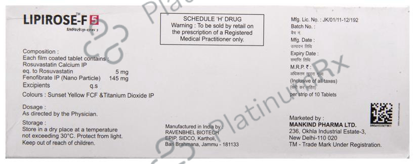 Lipirose F 145/5mg Tablet 10s