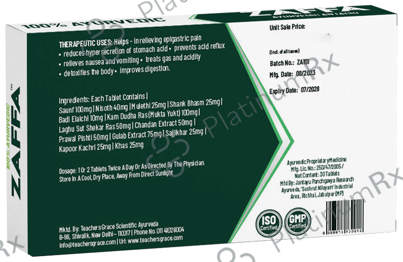 Teachers' Grace Zaffa Ayurvedic Antacid Tablets - For Digestion, Gas & Acidity