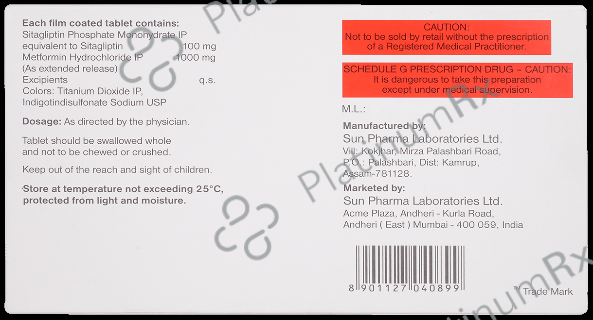 Sitared M XR 100/1000mg Tablet ER 10s