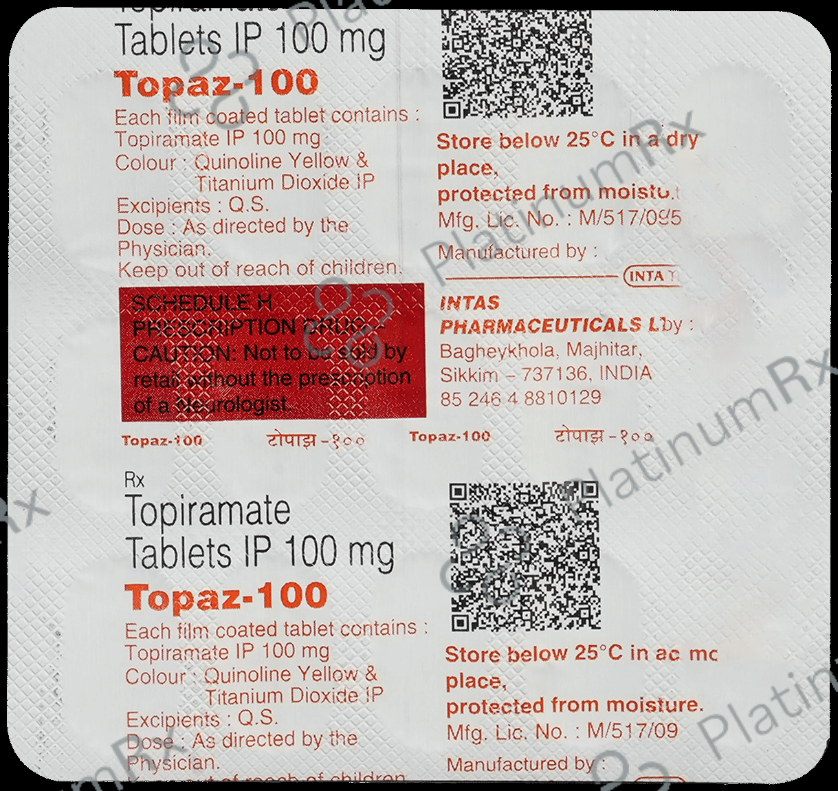 Topaz 100mg Tablet 15s