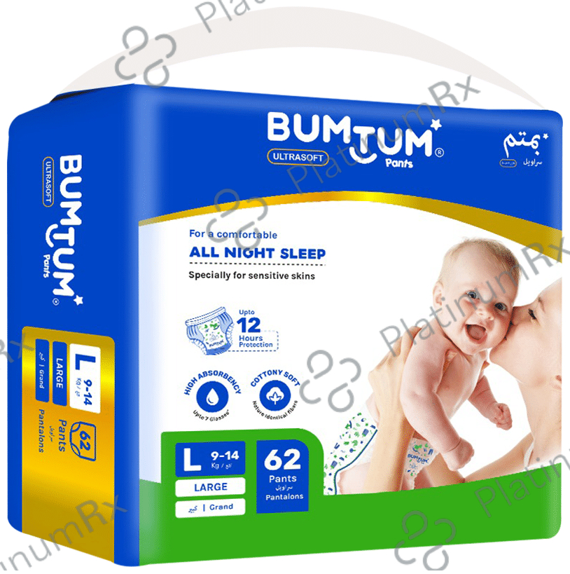 Bumtum Ultrasoft Baby Diaper Pants, Cottony Soft High Absorb Technology (62 Each) Large 3 Packs