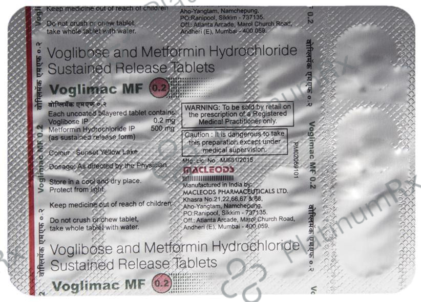 Voglimac MF 0.2 500/0.2mg Tablet SR 10s
