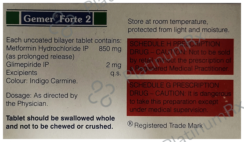 Gemer Forte 2/850mg Tablet PR 10s