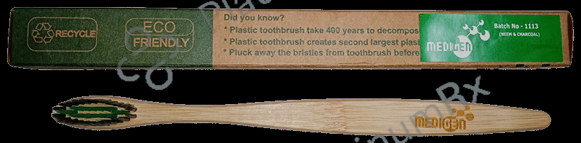 Medigen Organic Bamboo Ultra Soft Toothbrush Neem & Charcoal
