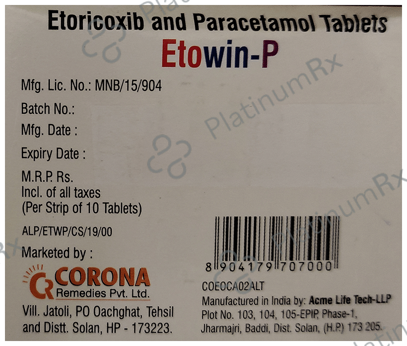 Etowin P 60/325mg Tablet 10s