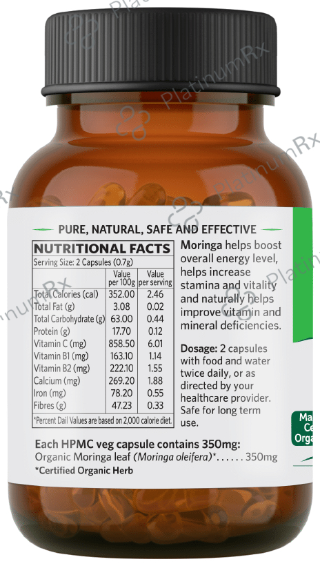 Organic India Moringa Capsule - Supports Energy Levels, Stamina & Vitality