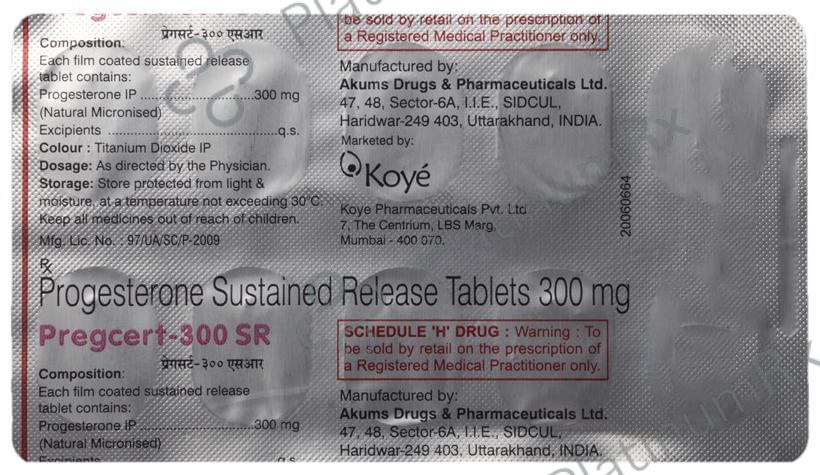 Pregcert 300mg SR Tablet 10s
