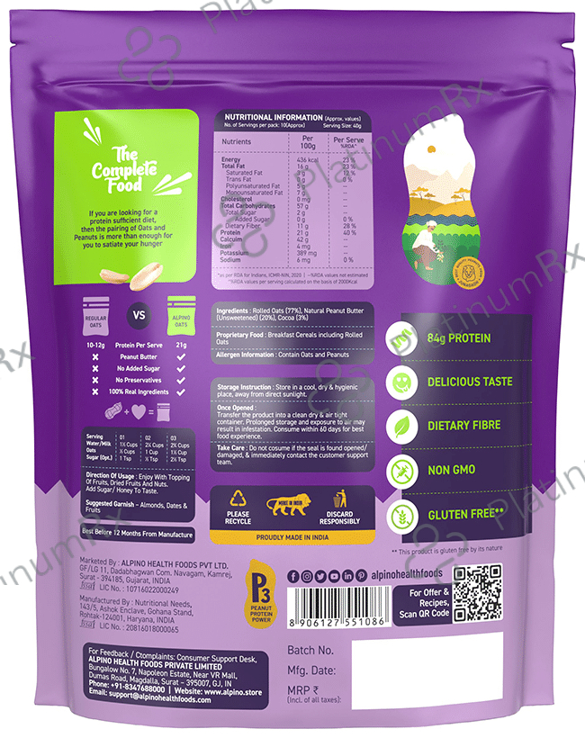 Alpino Peanut Butter Super Oats Chocolate