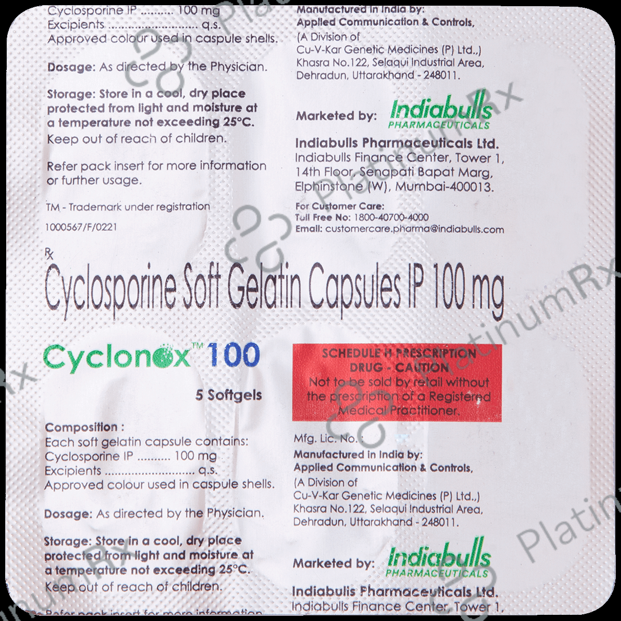 Cyclonox 100mg Soft Gelatin Capsule 5s