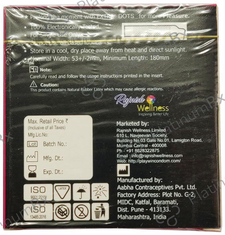 Play Win Premium Dotted Condom Strawberry 3 condoms