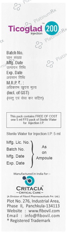 Ticoglad 200 Injection