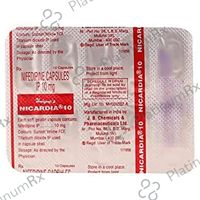 Nicardia 10mg Capsule 10s