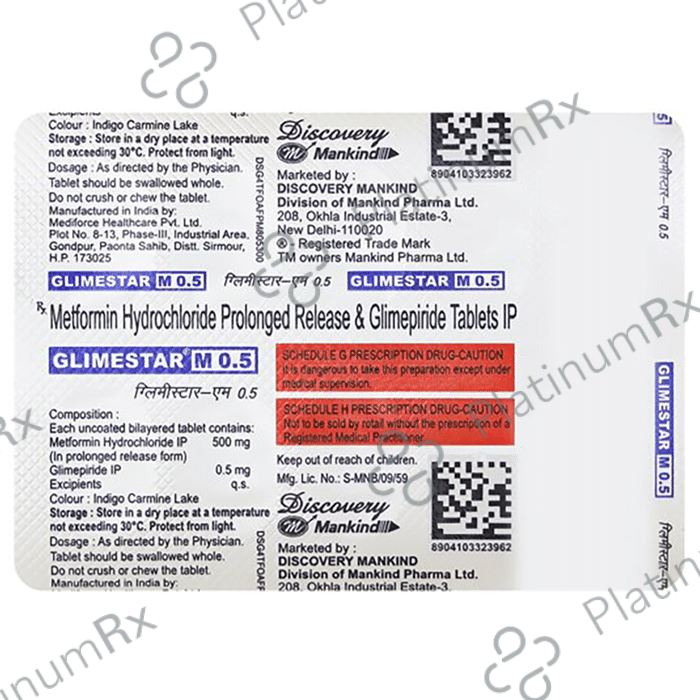 Glimestar M 0.5/500mg Tablet 10s