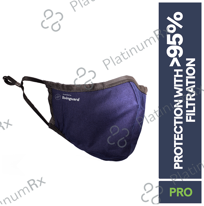 Livinguard Pro 3 Layer Cotton Face Mask Medium Bombay Blue
