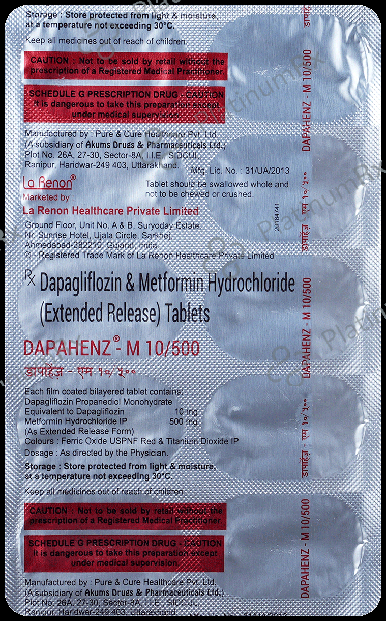 Dapahenz M 10/500mg Tablet ER 10s