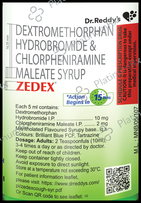 Zedex Cough 2/10mg Syrup 100ml