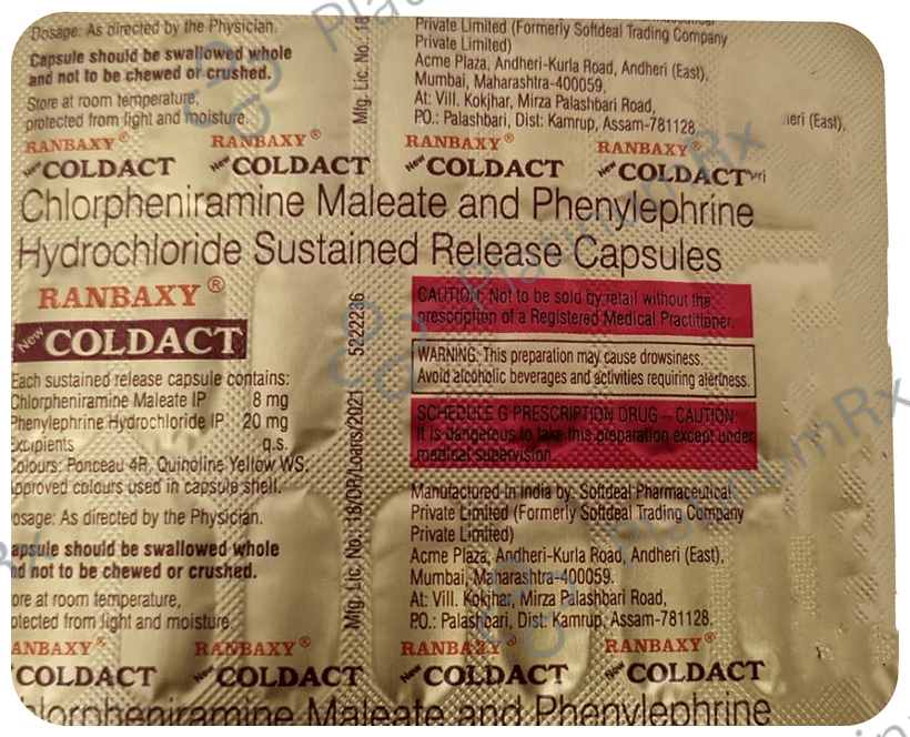 New Coldact 8/20mg Capsule 20s