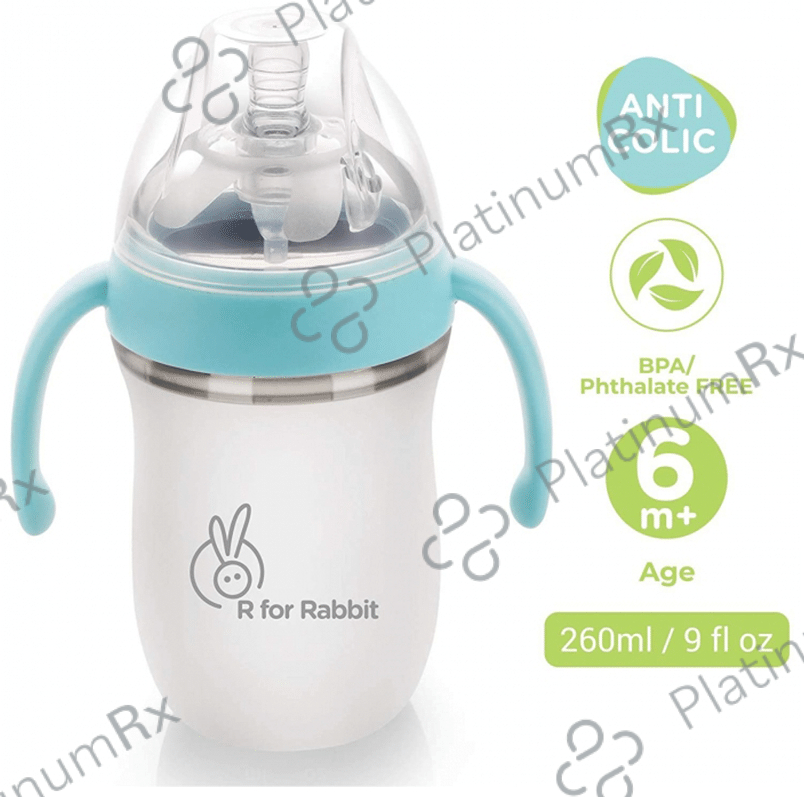 R for Rabbit First Feed Silicon Feeding Bottle Blue 260 ml