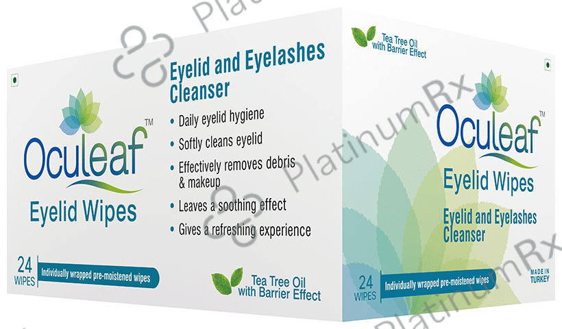 Oculeaf Eyelid Wipes with Tea Tree Oil - For Eyelid & Eyelashes Cleansing 24 wipes