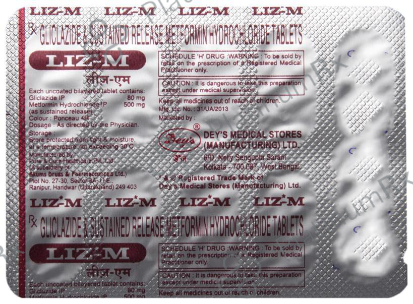 Liz M 80/500mg Tablet SR 10s