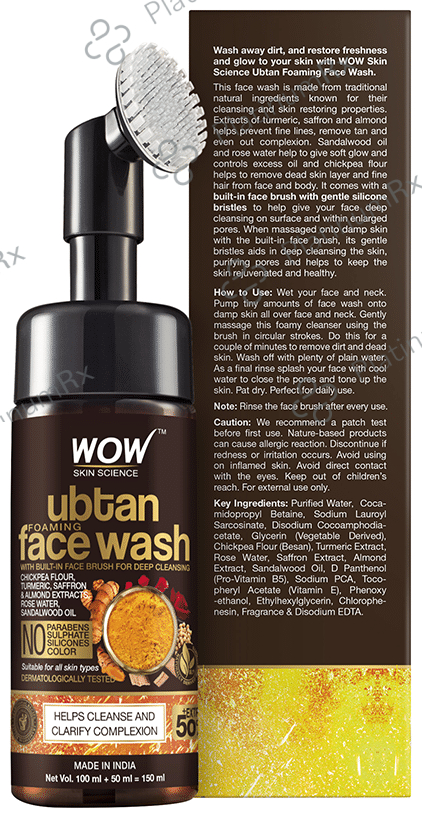 WOW Skin Science Ubtan Foaming Face Wash with Built-In Face Brush