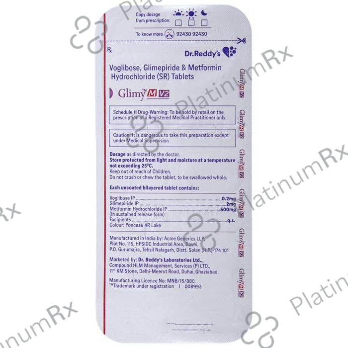 Glimy M V 2/500/0.2mg Tablet SR 10s