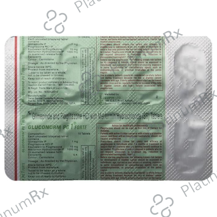 Gluconorm PG 1 Forte 1/15/1000mg Tablet SR 10s