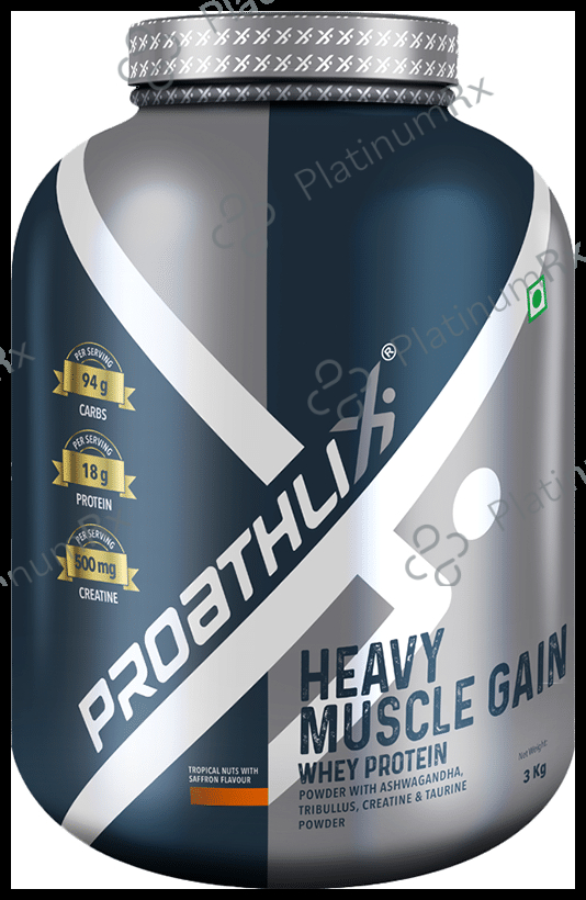 Proathlix Heavy Muscle Gain Whey Protein Powder Tropical Nuts With Saffron 3 kg