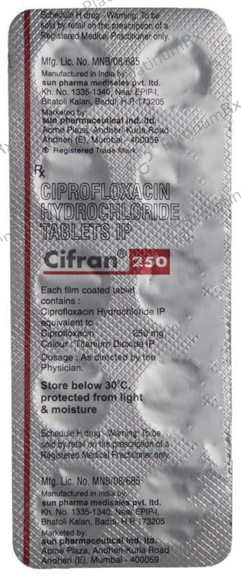 Cifran 250mg Tablet 10s