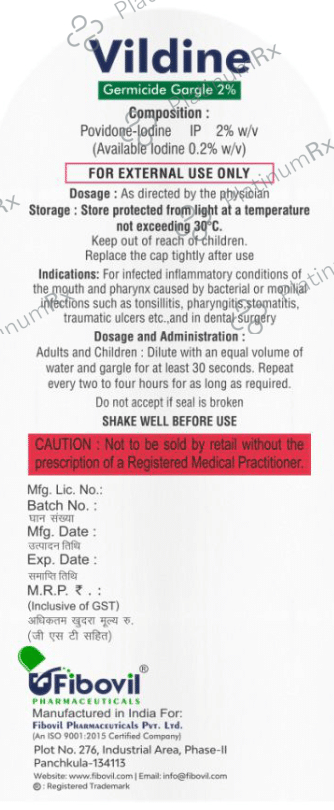 Vildine Germicide Gargle 2% Mint