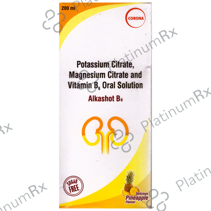 Alkashot B6 Pineapple Sugar Free 375/1100mg Oral Solution 200ml