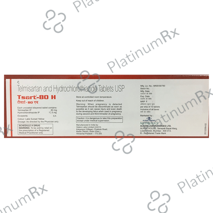 Tsart 80H 80/12.5mg Tablet 10s