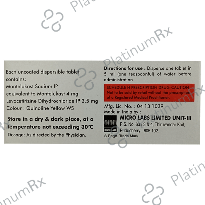 Allercet M Kid DT 2.5/4mg Tablet 10s
