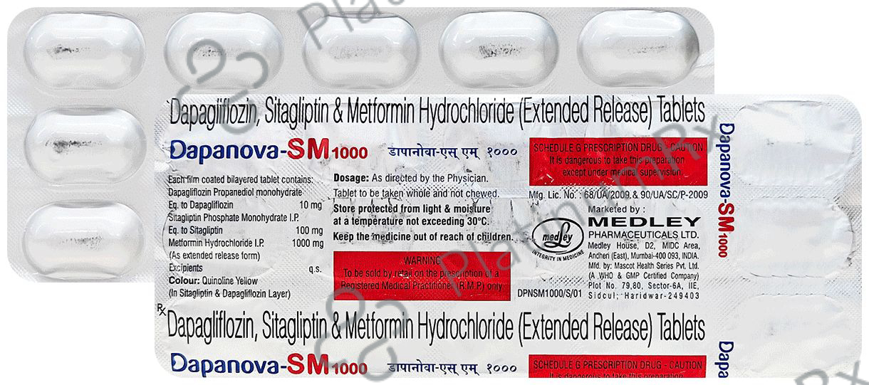 Dapanova SM 10/1000/100mg Tablet 15s