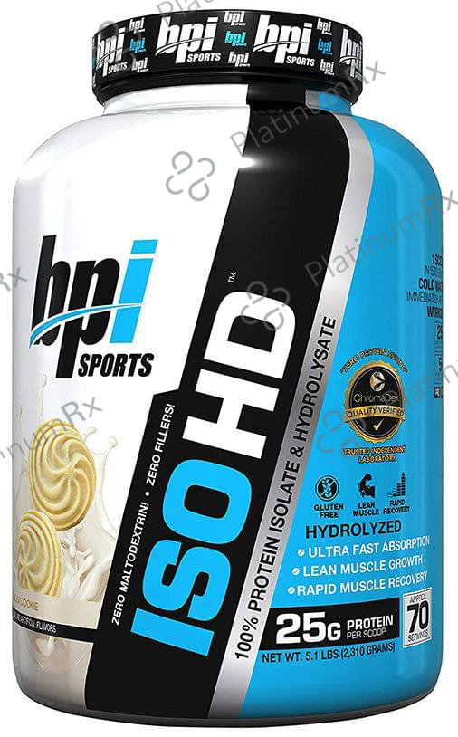 BPI Sports ISO HD 100% Whey Protein Isolate & Hydrolysate Vanilla Cookies