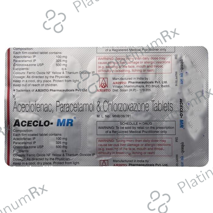 Aceclo MR 100/500/325mg Tablet 10s