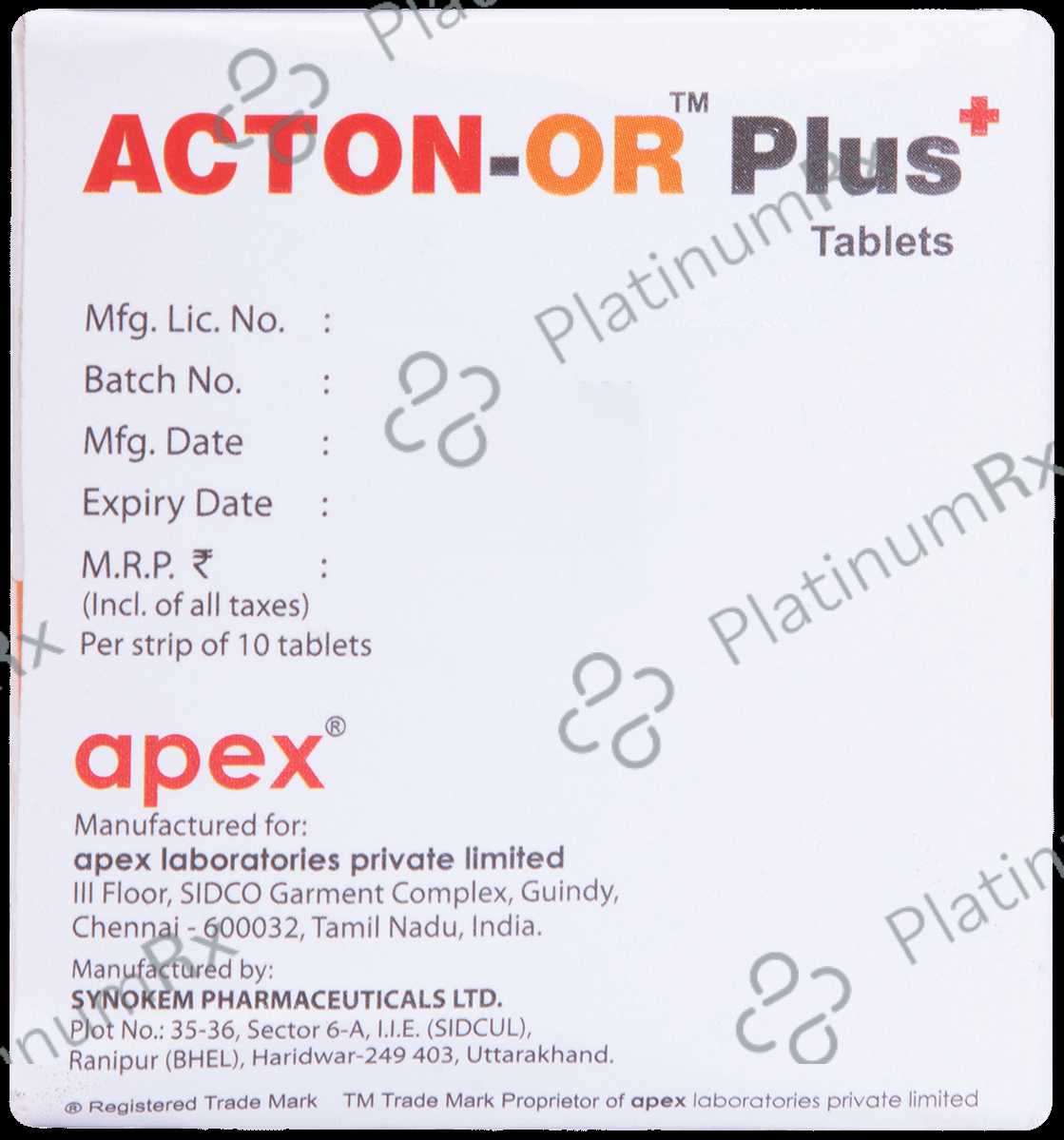 Acton OR Plus Plus 325/4mg Tablet 10s