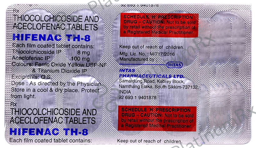 Hifenac TH8 100/8mg Tablet 10s
